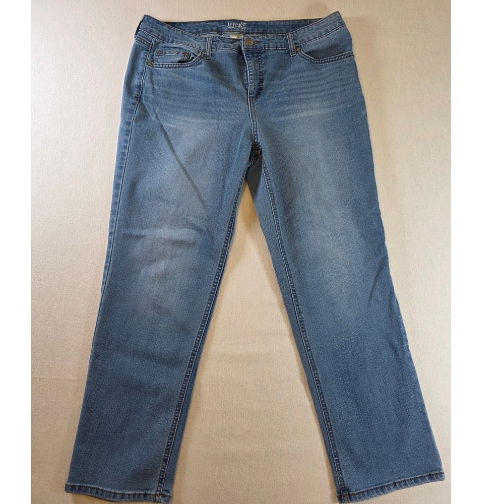 Terra & Sky Jeans Women 14W Petite Blue Straight Leg Medium Light Wash